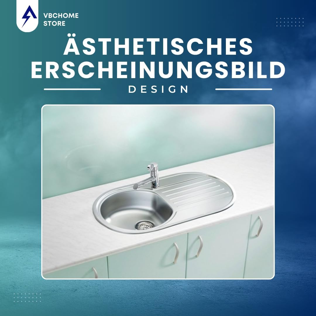 VBChome Einbauspüle 83 x 44 cm Camping Küchenspüle - Leinenstruktur Alveus Form 40 Spülbecken EDELST
