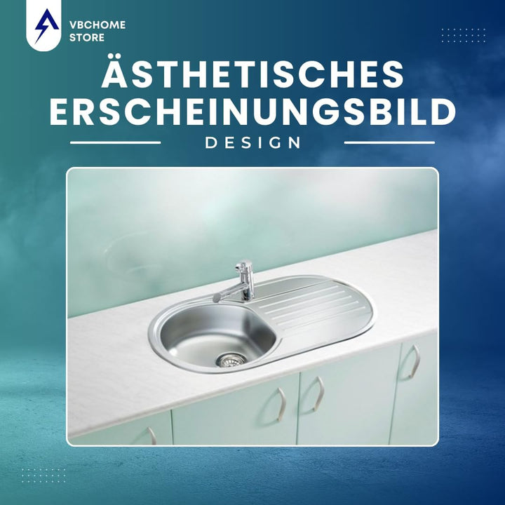 VBChome: Einbauspüle 83 x 44 cm Camping Küchenspüle - Satinstruktur Alveus Form 40 Spülbecken EDELST