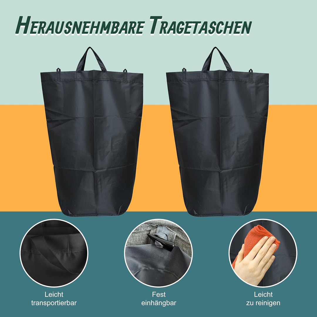 Relaxdays Pfandflaschen Sammelbehälter, 100 L, 2 Taschen, abwischbar, Recycling, Flaschensammler für