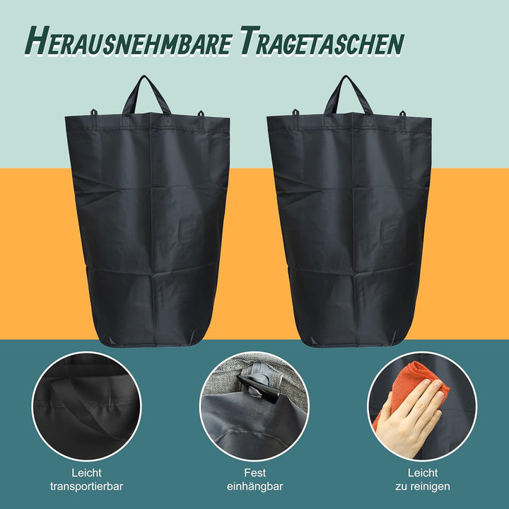 Relaxdays Pfandflaschen Sammelbehälter, 100 L, 2 Taschen, abwischbar, Recycling, Flaschensammler für