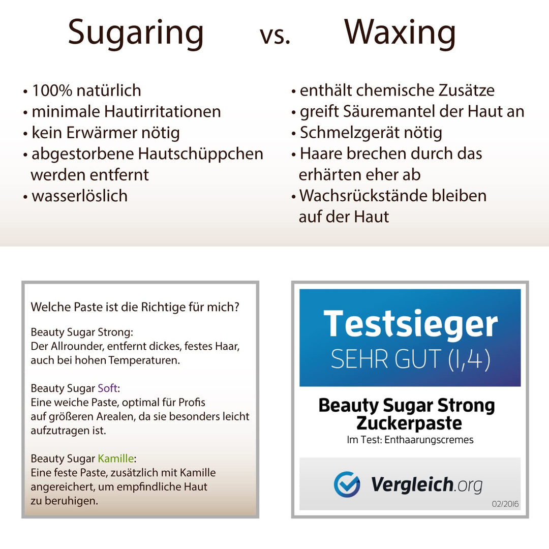 Beauty Sugar strong Sugaring Paste im Vorteilpack - 4 XXL Dosen 600g zum Vorteilspreis - TESTSIEGER