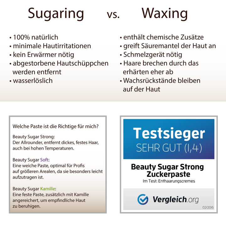 Beauty Sugar strong Sugaring Paste im Vorteilpack - 4 XXL Dosen 600g zum Vorteilspreis - TESTSIEGER
