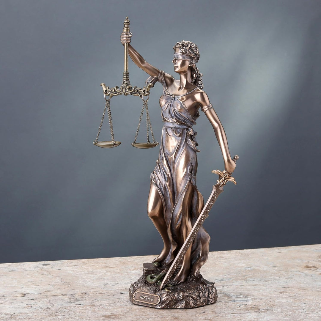 Cold Cast Bronze Cardinal Virtues Our Lady of Justice Statue Figurine, 11 3/4 Inch by Studio Collect