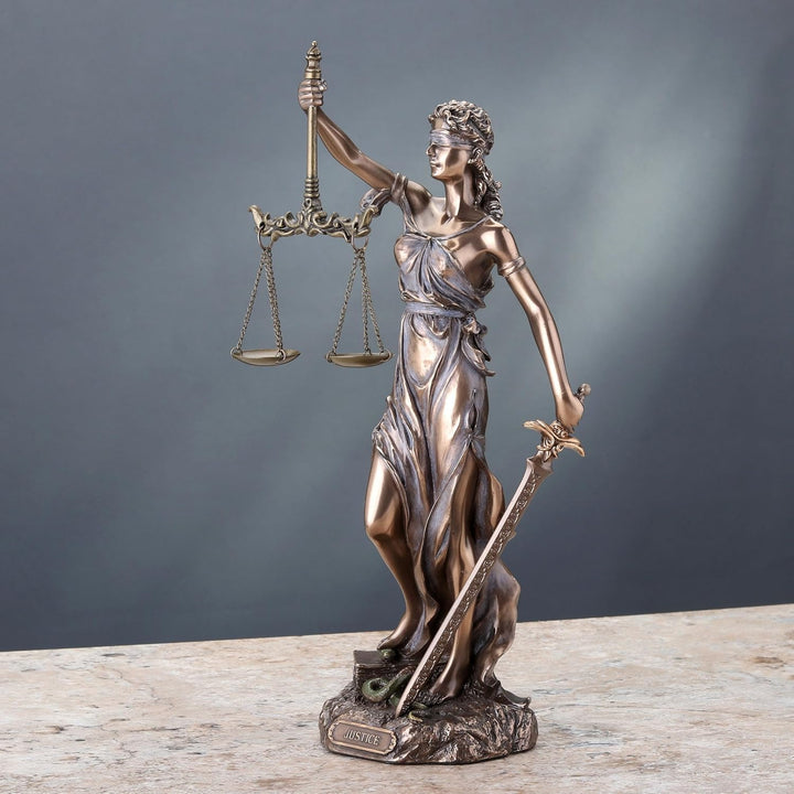 Cold Cast Bronze Cardinal Virtues Our Lady of Justice Statue Figurine, 11 3/4 Inch by Studio Collect
