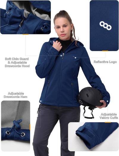 33,000ft Damen Softshelljacke Wasserdichte Winddichte Funktionsjacke Atmungsaktive Laufjacke Leichte