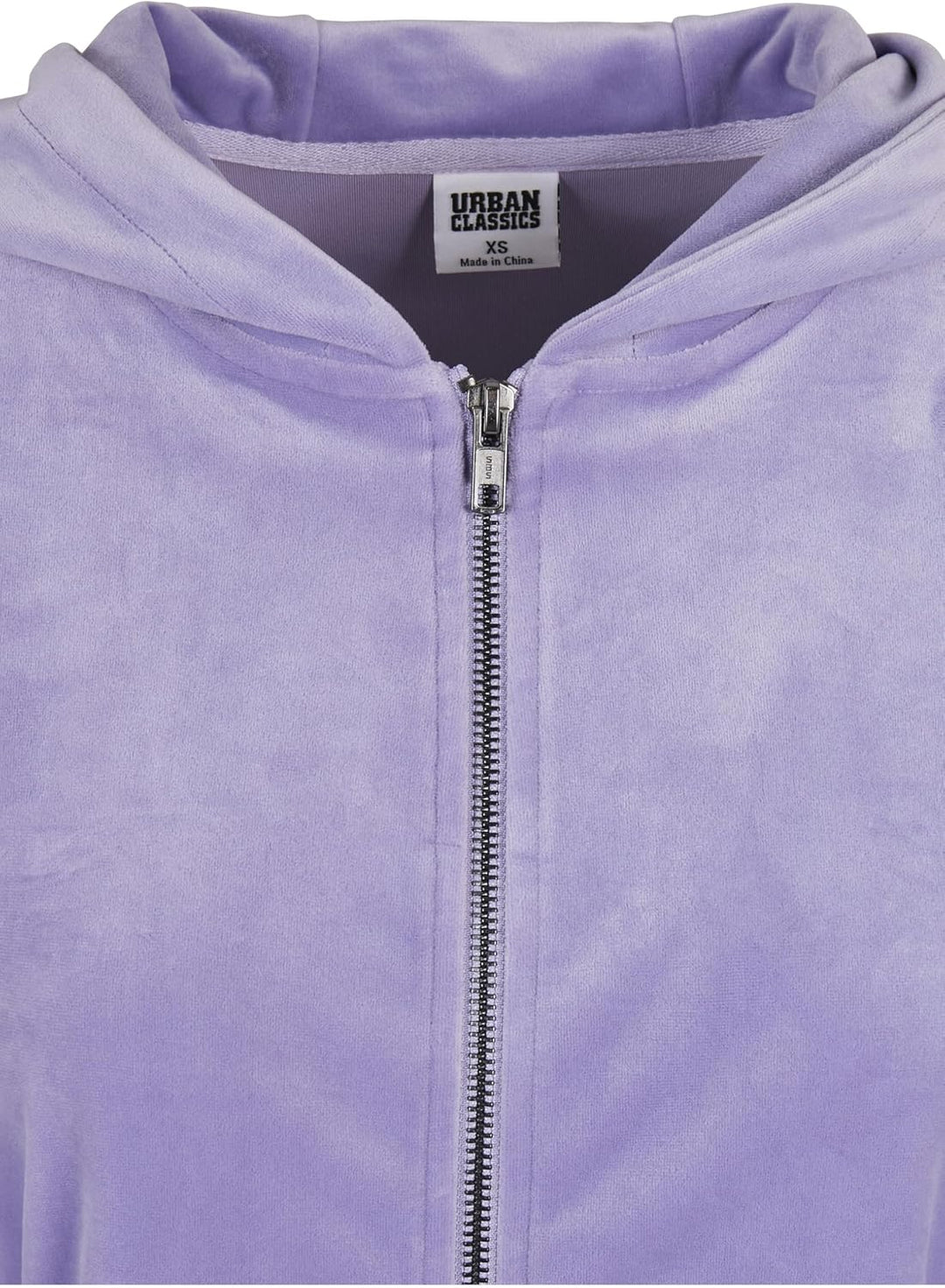 Urban Classics Damen Ladies Short Velvet Zip Hoody XL Lavender, XL Lavender