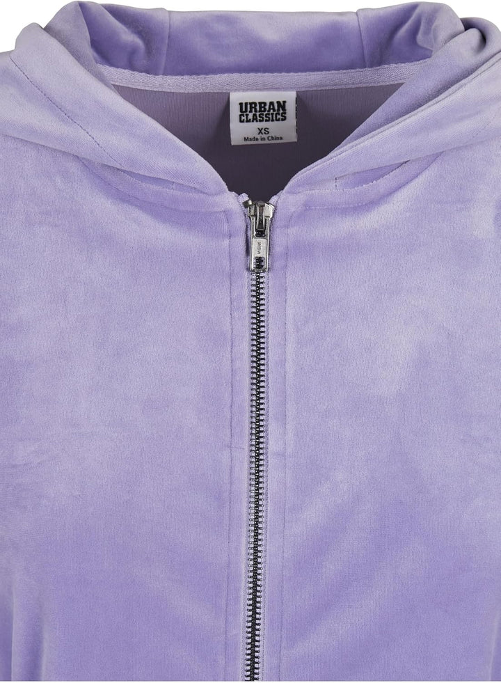 Urban Classics Damen Ladies Short Velvet Zip Hoody M Lavender, M Lavender