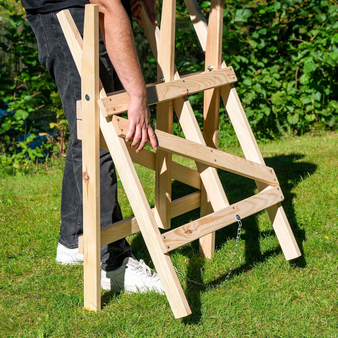 dobar® green label 56080FSCe Sägebock klappbar | Sägehilfe Massivholz | Sägegestell für Kaminholz |