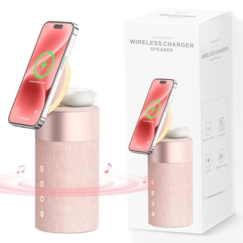 COLSUR Bluetooth Lautsprecher, Magnetic Kabelloses Ladegerät, Bluetooth Lautsprecher mit Nachtlicht,