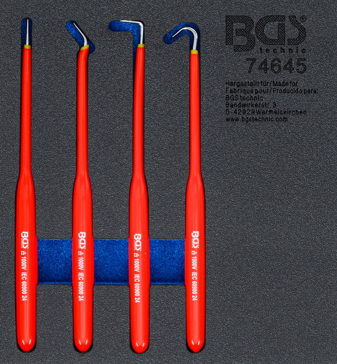 BGS 74645 | Werkstattwageneinlage 1/6 | Haken-Satz isoliert 4-tlg.