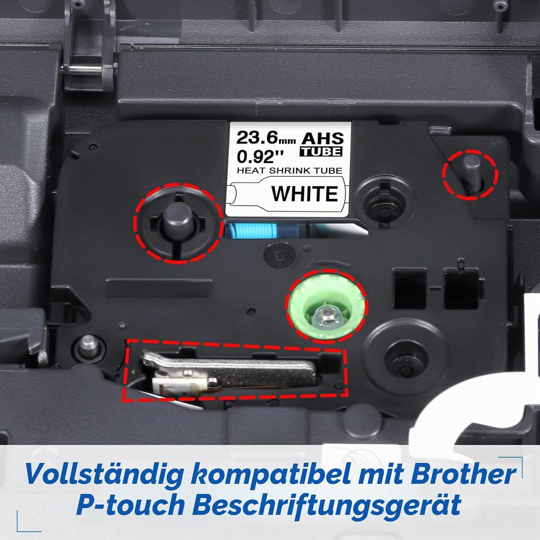 MarField HSe-251 23.6mm Schrumpfschlauch Schriftband Kompatibel mit Brother P-touch HS HSe251 Heat S