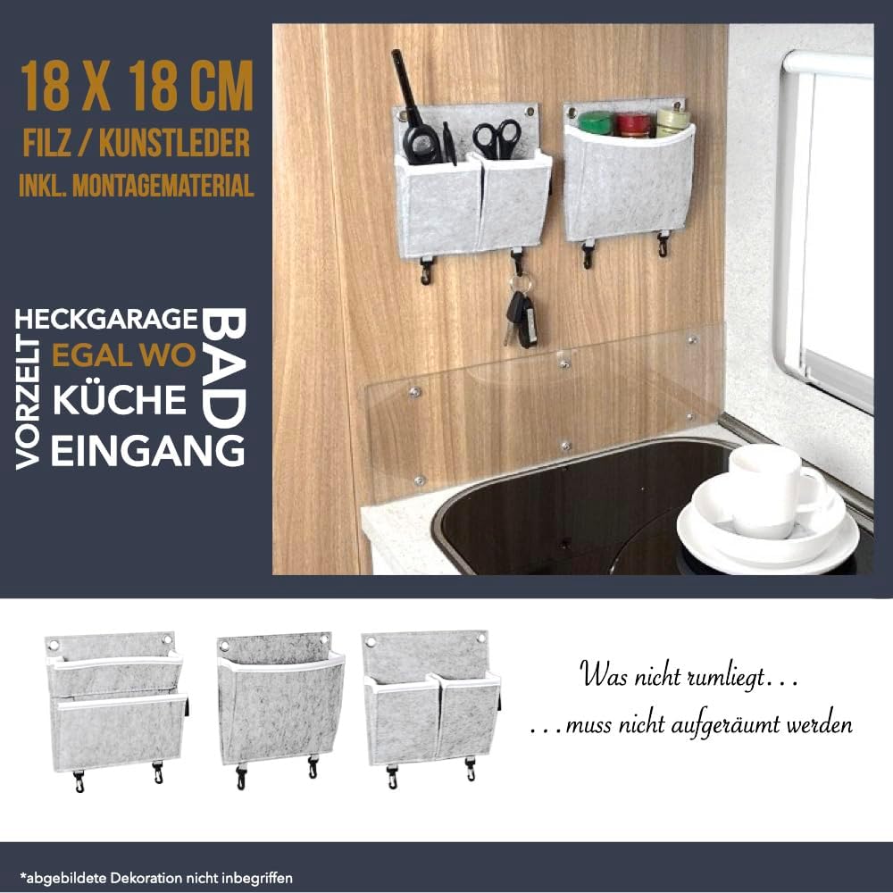 GranHin Wandorganizer Set - Organizer für Camper, Wohnmobil und Wohnwagen mit verschiedenen Montageo