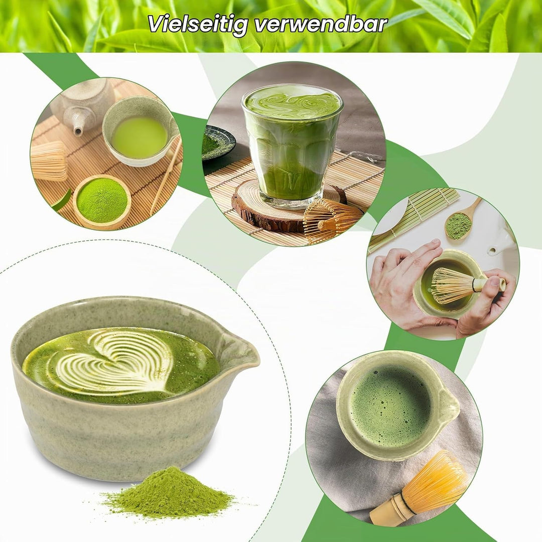 Matcha Set 5 Stück Matcha Tee Set mit Matcha Schale und Schneebesen, Matcha-Schaufel, Matcha Besen,