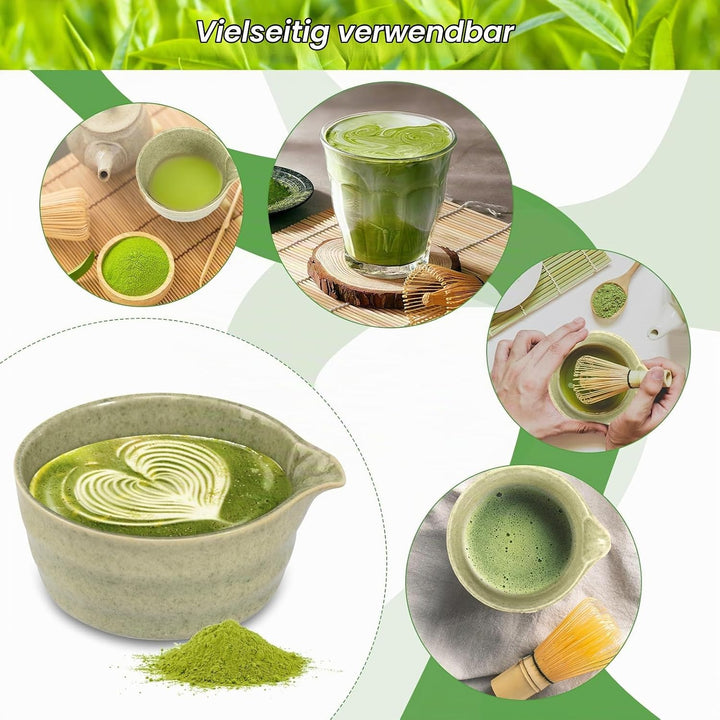 Matcha Set 5 Stück Matcha Tee Set mit Matcha Schale und Schneebesen, Matcha-Schaufel, Matcha Besen,