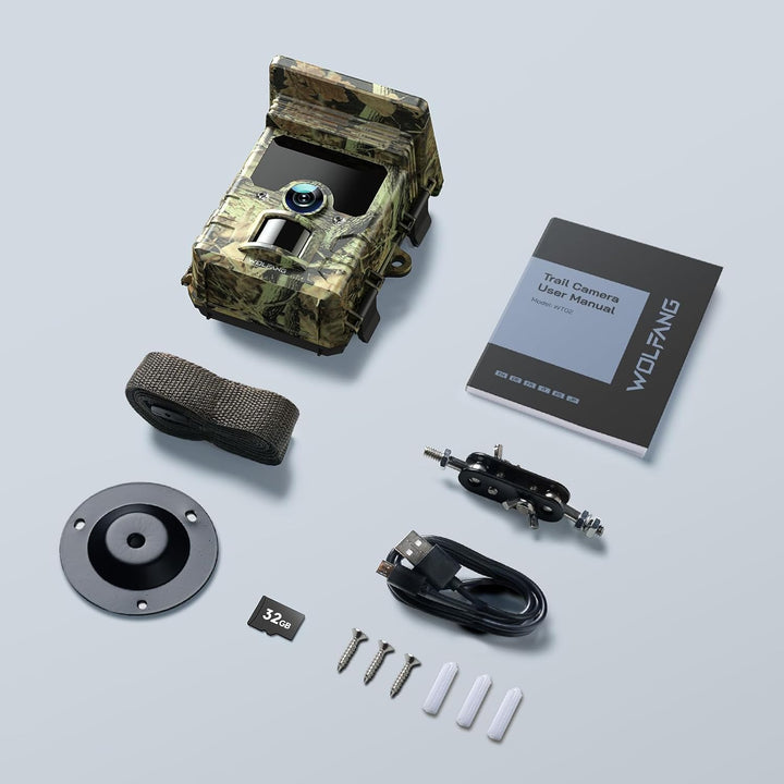 WOLFANG Solar Wildkamera 4K 46MP, WLAN Bluetooth Jagdkamera mit hervorragender Nachtsicht, Duale Str
