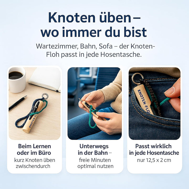 Knoten Übungsset Knoten Lernen für SBF See Bootsführerschein & Feuerwehr, Knotenübungsgerät inkl. Kn