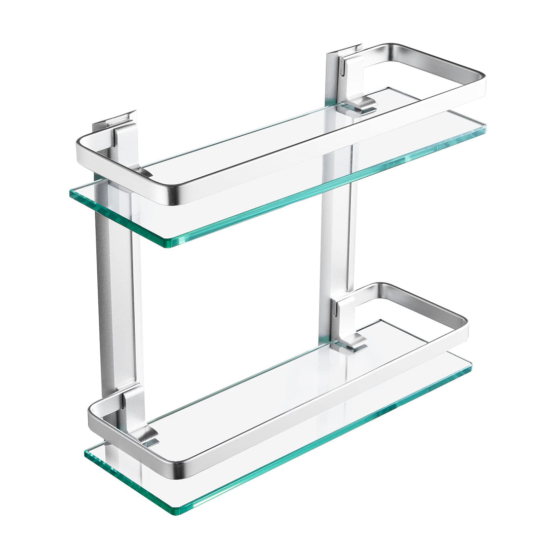 KES Glasregal Duschablage 35 cm, Glas Badregal 8mm Hartglas Badezimmer Regal Wandregal Dusche Ablage