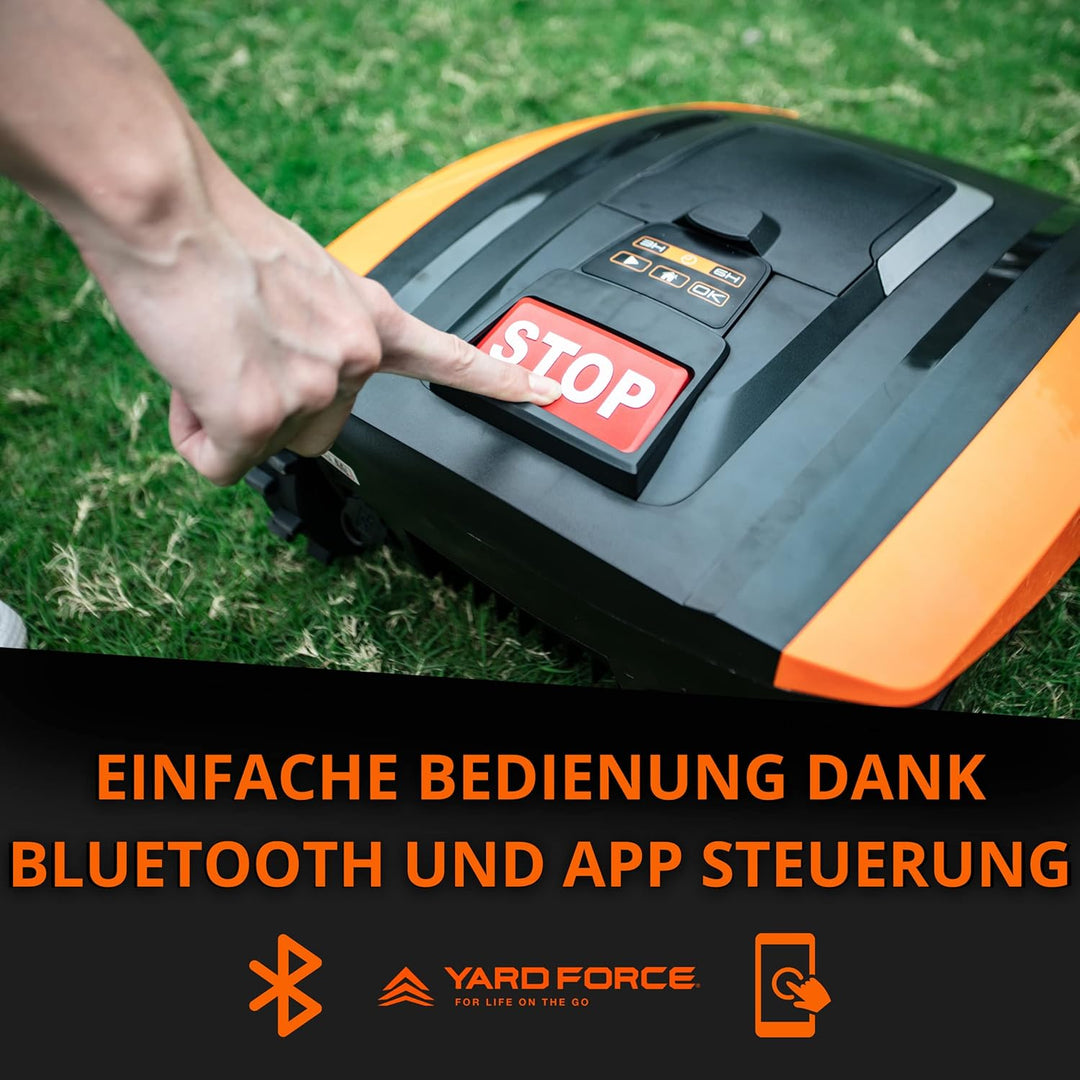 YARD FORCE Mähroboter EasyMow 260B bis zu 260 qm - Selbstfahrender Rasenmähroboter, einfache Bedienu