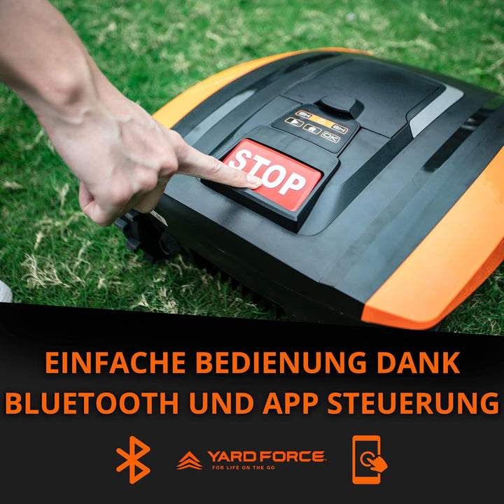 YARD FORCE Mähroboter EasyMow 260B bis zu 260 qm - Selbstfahrender Rasenmähroboter, einfache Bedienu