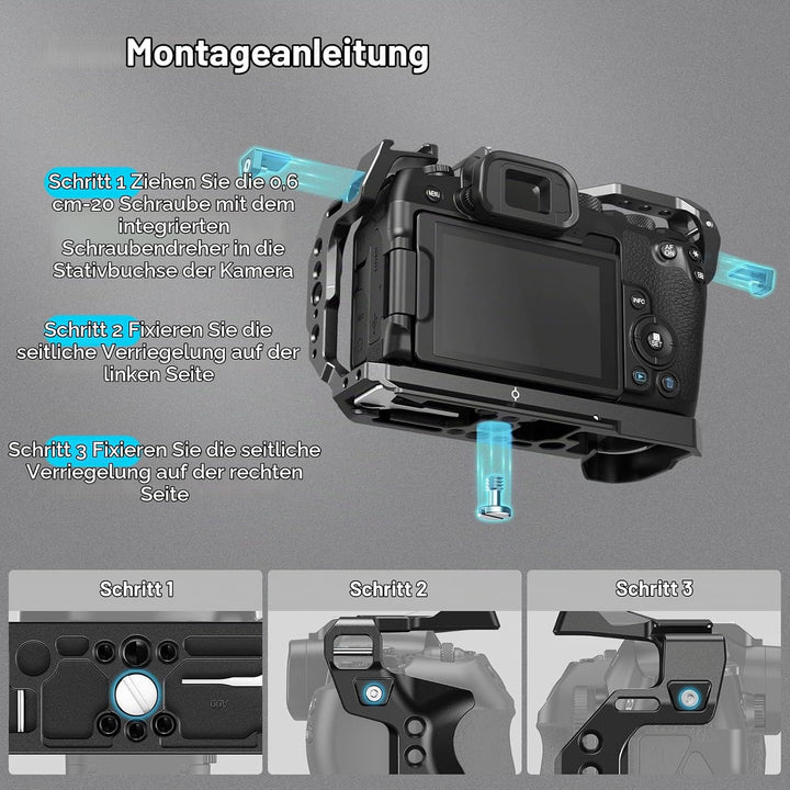 SMALLRIG Cage für Canon R8, Kamerakäfig mit 1/4"-20 Gewindelöchern, 3/8"-16 Positionierungslöchern f