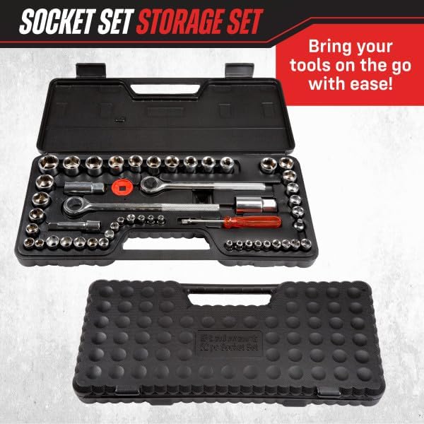 Stalwart 75-HT3014 SAE und metrisches Steckschlüssel-Set, 1/4, 3/8 und 1/2 Zoll, 52-teilig 52 Teile,