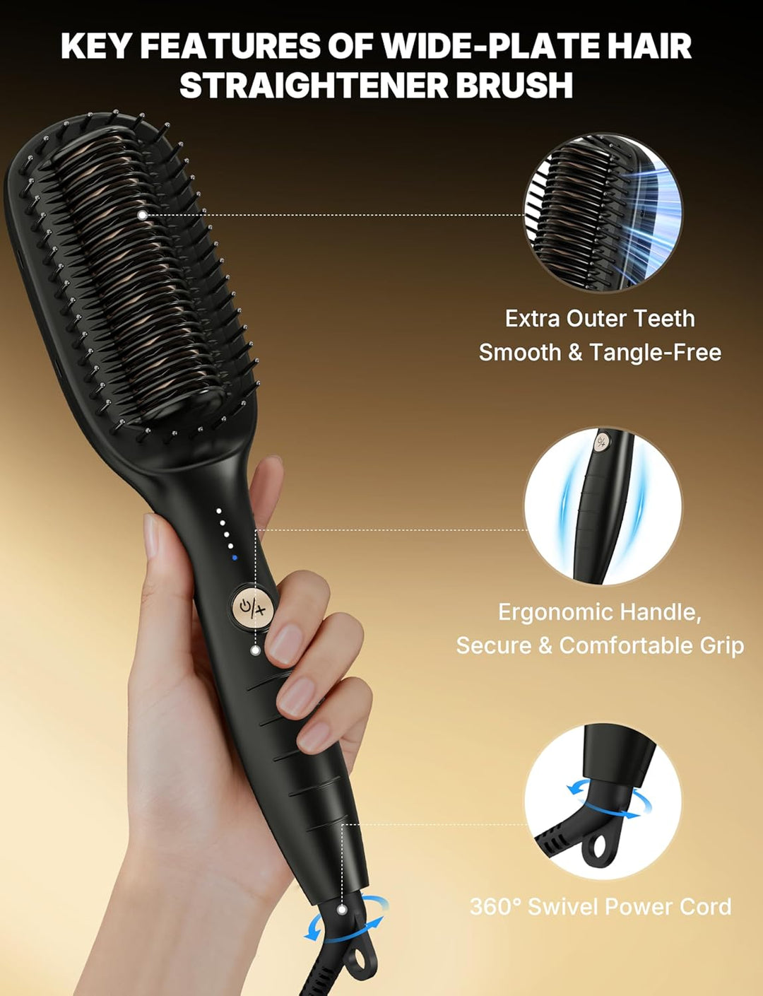 Glättbürste Breit Glätteisen Breit Extra 51mm, Glättungsbürste & Haarglätter Professioneller 2 in 1,