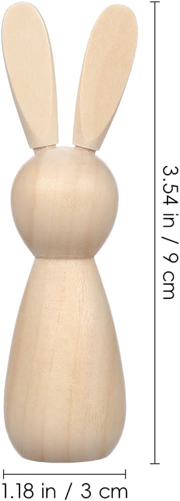 Veemoon 10 Unbemalte Holzhasen-figuren zum Selbermachen, Unbemalte Hasenfiguren aus Naturholz, Oster