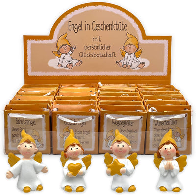 MIK funshopping Schutzengel in Tüte 2-Fach Sortiert, 24er Display, Glücksbringer (goldgelb), Goldgel