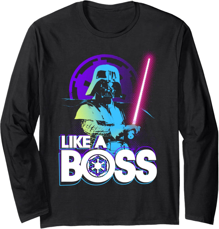 Star Wars Darth Vader Like A Boss Neon Text Langarmshirt
