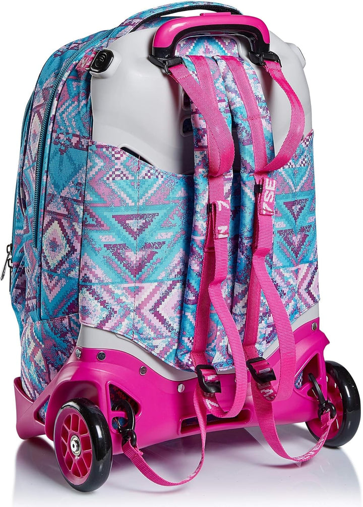 Seven Trolley, Rucksack mit Trolleyfunktion, Schulranzen mit Rollen, 3 in 1, Abnehmbarer Rucksack, a