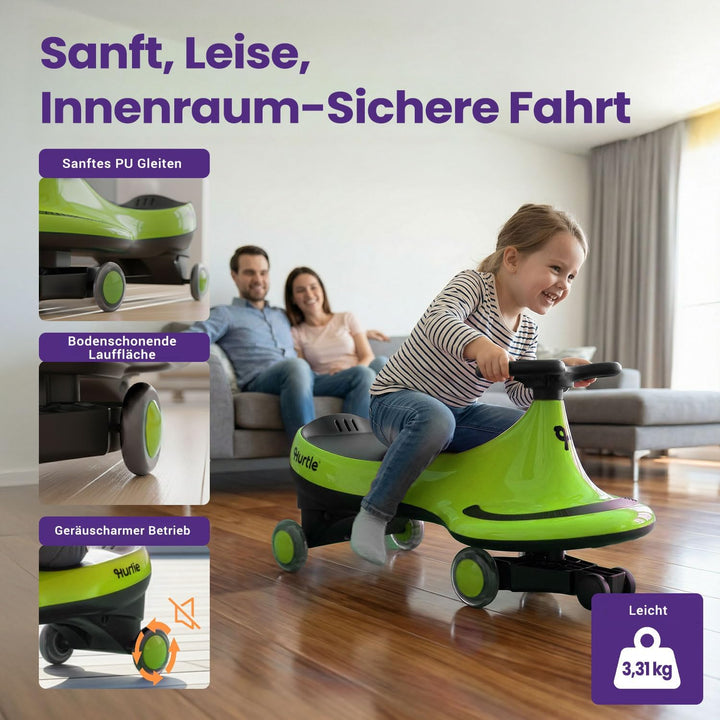 Hurtle Rutschauto Indoor Wiggle Drift Car für Kinder — fördert Motorik &amp; Balance | Grün, Grün