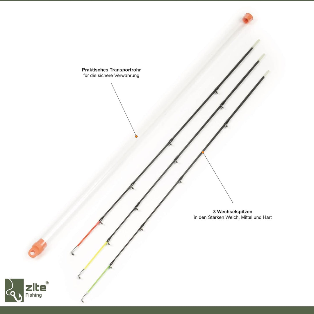 Zite Fishing Feeder-Set - Feederrute 3,60m mit Wechselspitzen - Freilaufrolle mit Schnur Bespult als