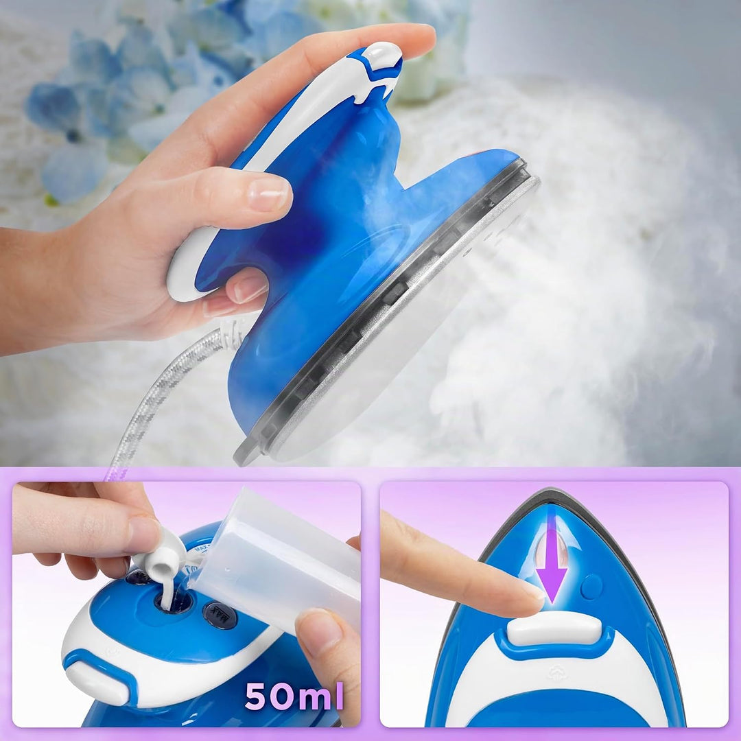Duronic SI2 BE Mini Reisebügeleisen, 375W Mini Bügeleisen, Dampfbügeleisen 50ml Wassertank, kleines