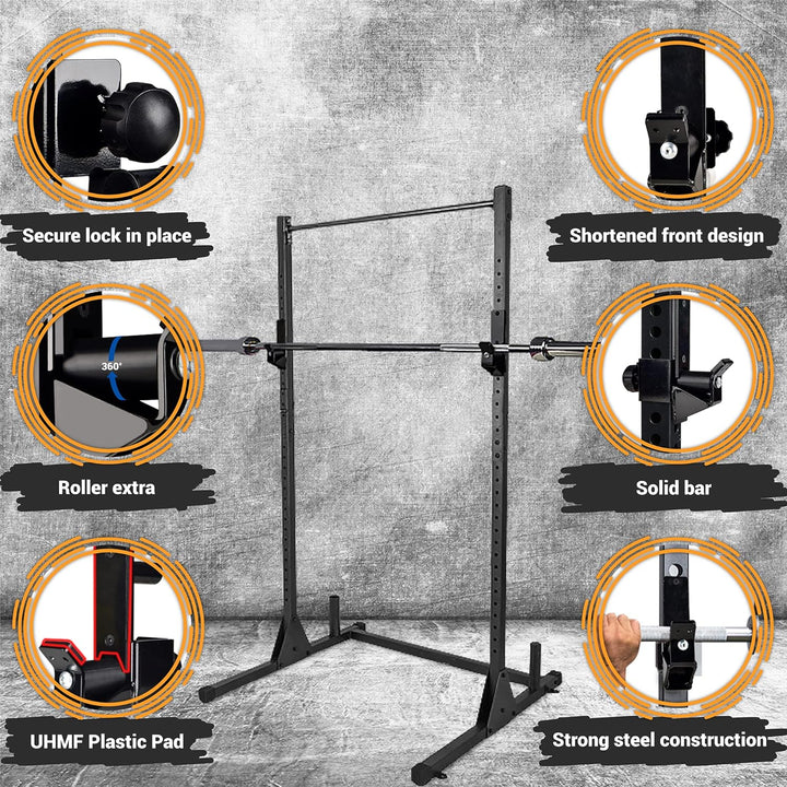 Yes4All Easy Barbell-Centering Roller J-Hooks for 2x2" Power Rack, 1,000 lbs Alloy Steel Barbell Hol