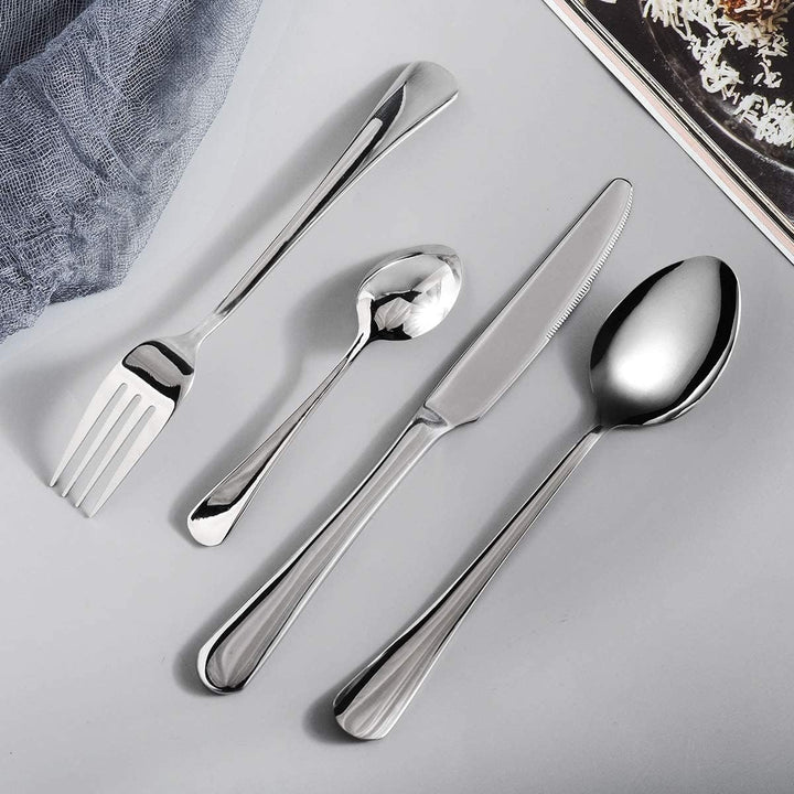 16-teilig Besteck Set Edelstahl Cutlery Inklusive Löffel Messer und Gabeln Besteckset Service für 4,