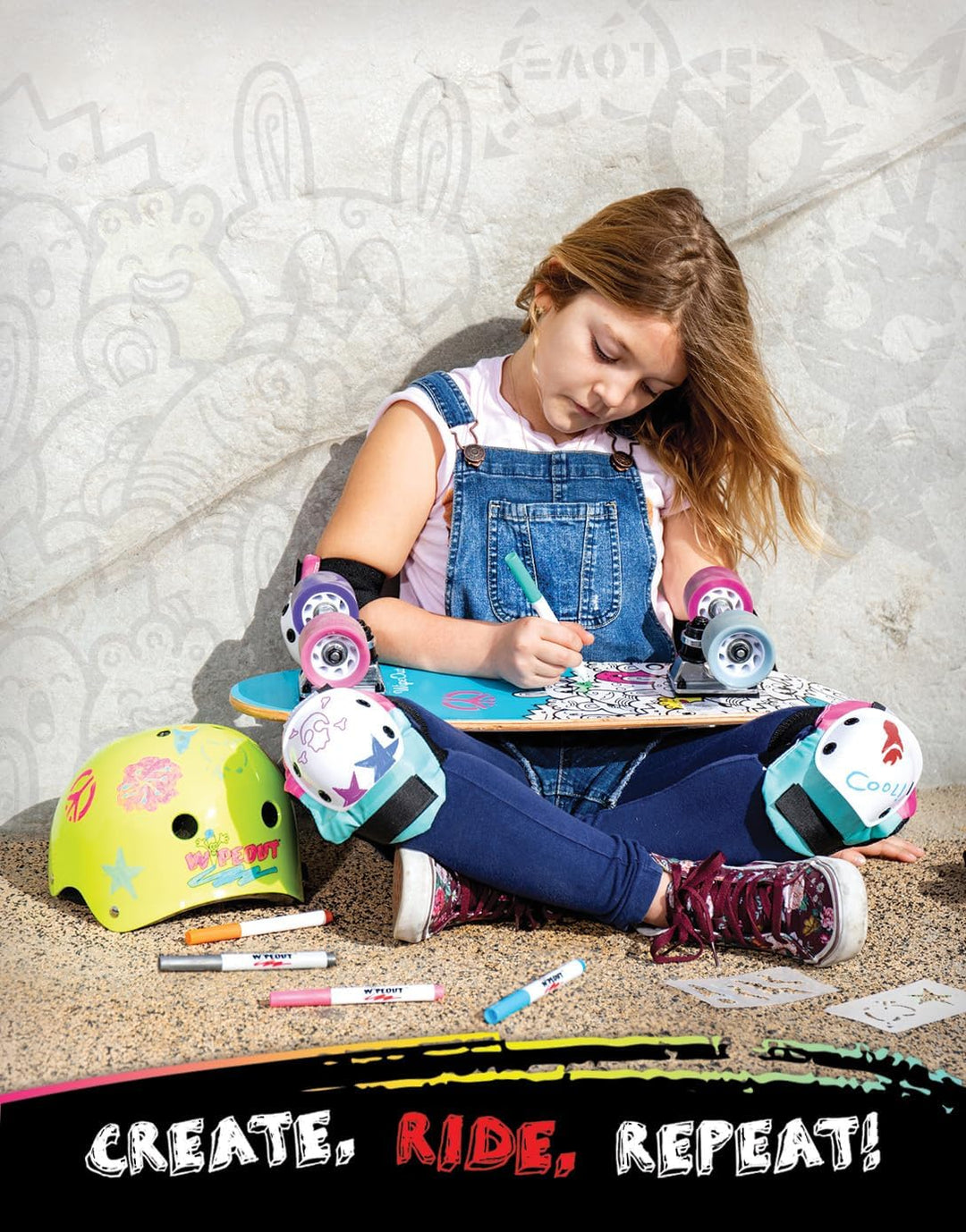 Wipeout Unisex Jugend, Schwarz, Dry Erase Kinder-Fahrradhelm für trocken abwischbare Marker, ab 8 Ja