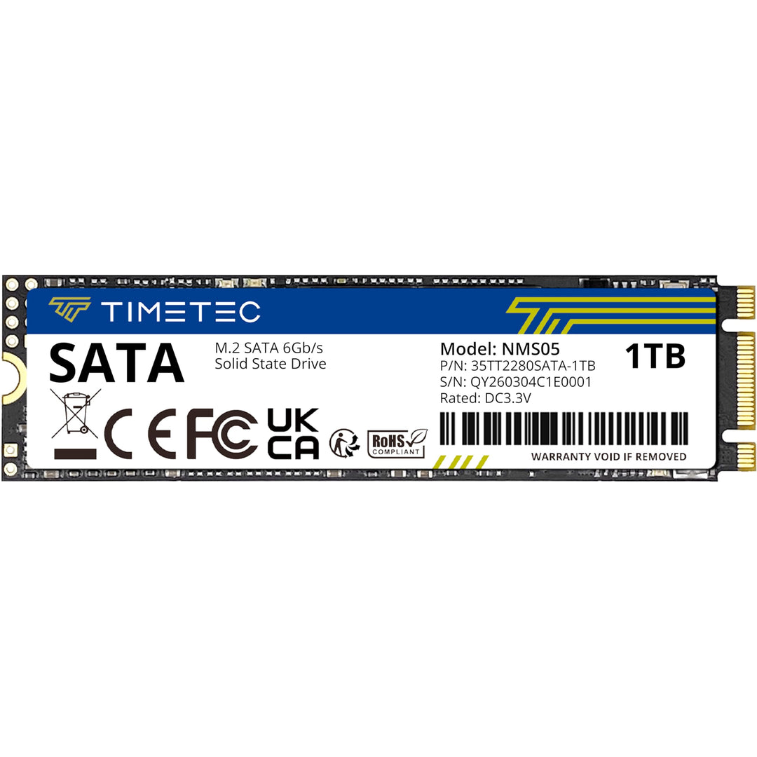 Timetec 1TB SSD 3D NAND TLC SATA III 6 Gb/s M.2 2280 NGFF 512 TBW Lesegeschwindigkeit Bis zu 530 MB/
