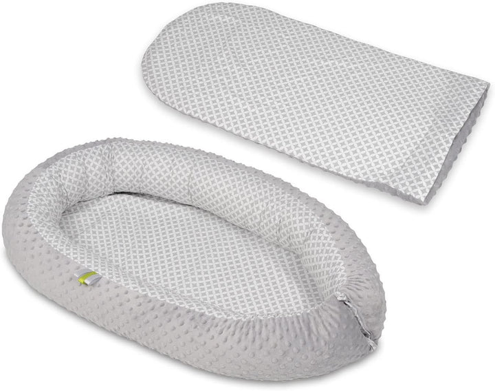 Velinda Kuschelnest Babynest Babynestchen Nestchen Reisebett Wickelauflage Kuschelbett (Muster: grau