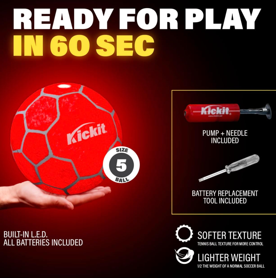 Kickit Soccer Tennis Game Set, Portable 6.5' Wide x 2' High Net & Soft Lightweight Ball, Play Outdoo