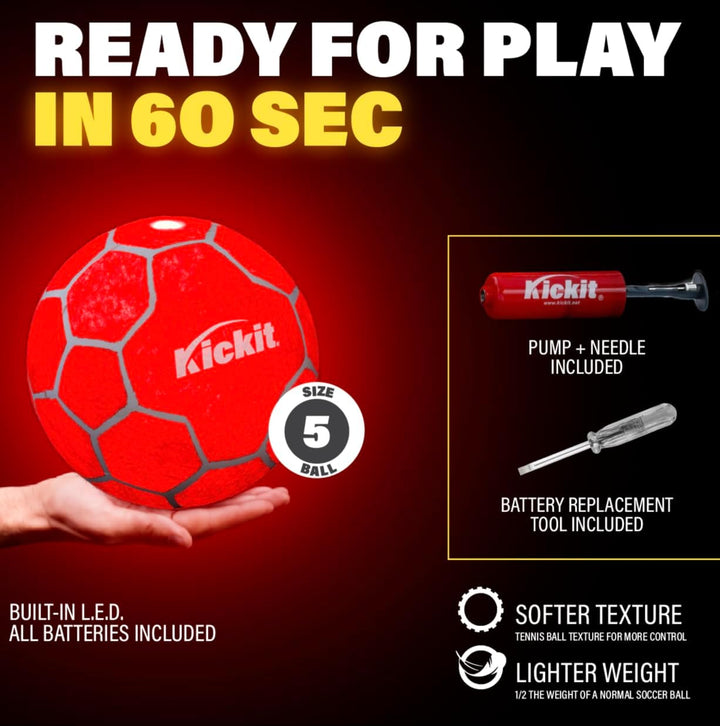 Kickit Soccer Tennis Game Set, Portable 6.5' Wide x 2' High Net & Soft Lightweight Ball, Play Outdoo