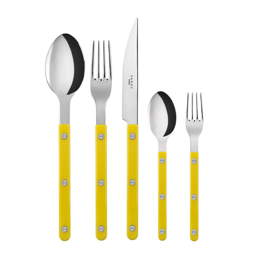 SABRE PARIS - Tafelbesteck, 5-teilig - Bistrot - Messer, Gabel, Esslöffel, Teelöffel & Kuchengabel -