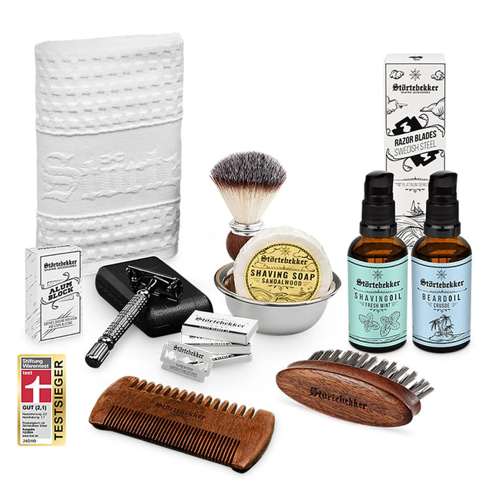 Störtebekker® Premium Rasierhobel All-in-one Set - inkl. Rasierpinsel, Rasierseife, Rasierschale, Ra