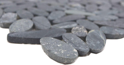Mosaik Kiesel geschnitten grau schwarz Flusskiesel Steinkiesel Steinteppisch Flussstein Kieselmosaik
