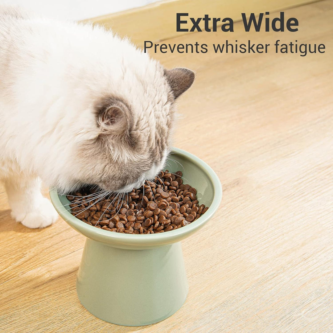 CEEFU Extra breite Katzennäpfe - keramischer Katzennapf 15,7cm Erhöhter Flacher Boden Katzennapf, Sc