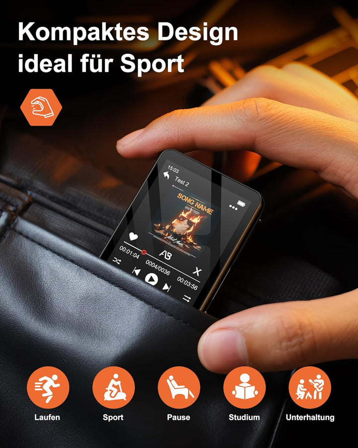 128GB MP3 Player Bluetooth 5.4 mit Kopfhörer, MP3 Player Kinder mit 2.4 Zoll Touchscreen, Musikplaye