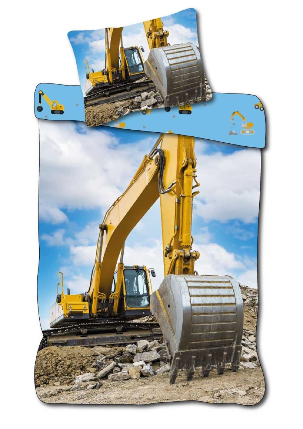 BrandMac Baby Bettwäsche Kran Bagger LKW Baustelle 100 x 135 cm