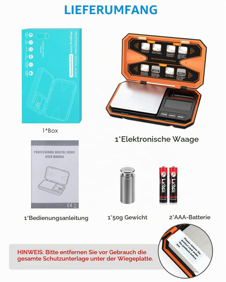 Brifit Feinwaage 0.01g, Waage Küche 500g / 0.01g Taschenwaage, Grammwaage, Digital Feinwaage mit EIN