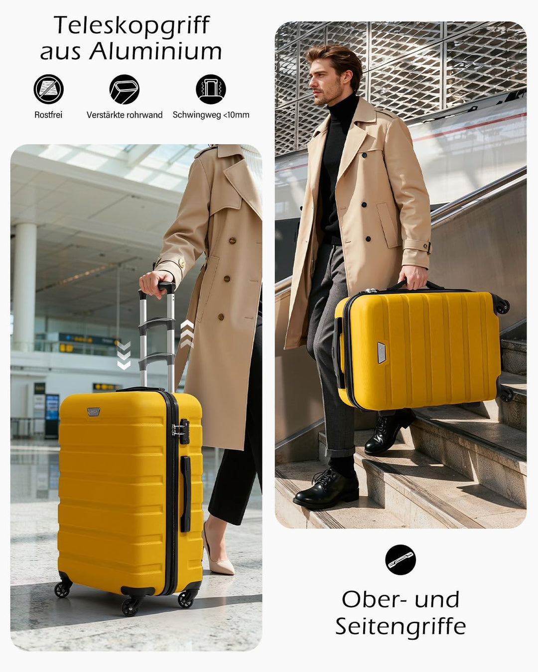 COOLIFE Hartschalen-Koffer Trolley Rollkoffer Reisekoffer ardschale Boardcase Handgepäck mit TSA-Sch