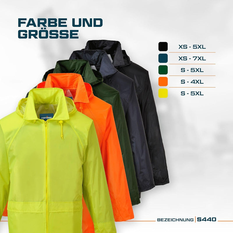 Portwest S440 Herren Leichte Wasserdichte Klassische Regenjacke Marineblau, 5XL 5XL Einfarbig, 5XL E