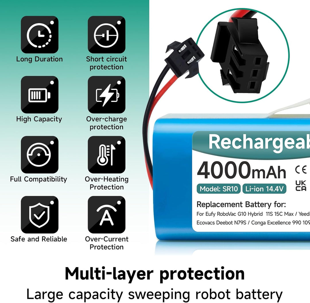 4000mAh 14,4V Ersatzakku für Venga RVC 3000, Lubluelu SL60D/SL61, MEDION X20 SW+, Bagotte BG600/BG70